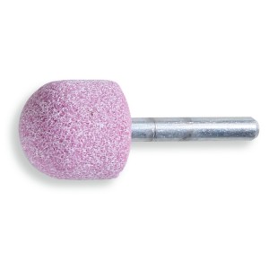 Mole abrasive con gambo, granuli abrasivi di corindone rosa con legante ceramico, forma cilindro arrotondato