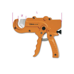 Cesoia a cricchetto  per tubi in materiale plastico