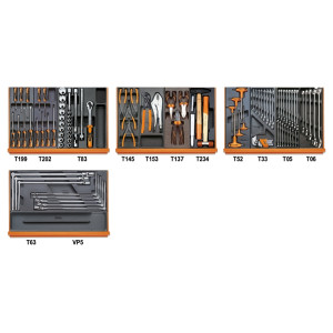 Assortimento di 102 utensili per autoriparazione in moduli rigidi