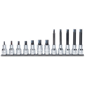 Serie di chiavi  a bussola a mano maschio  per viti con impronta XZN®  con attacco quadro  femmina 1/2" cromate - inserti bruniti
