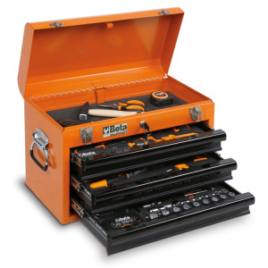 Cassettiera portatile con assortimento di 159 utensili in vassoio morbido in EVA