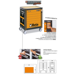 Cassettiera mobile SECURITY System con sette cassetti