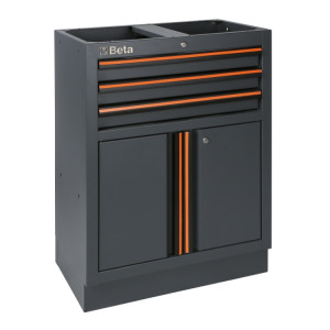 Modulo fisso con 3 cassetti e 2 antine per arredo officina C45PRO 2.0