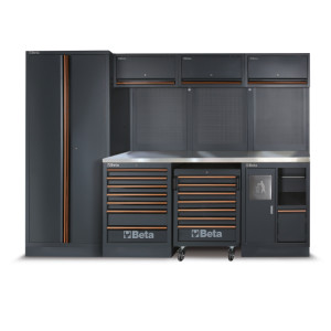 Combinazione arredo officina C45PRO 2.0 X con assortimento di 267 utensili Automotive Beta Worker