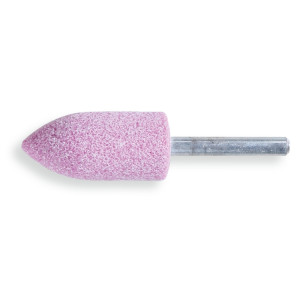 Mole abrasive con gambo, granuli abrasivi di corindone rosa con legante ceramico, forma ad ogiva