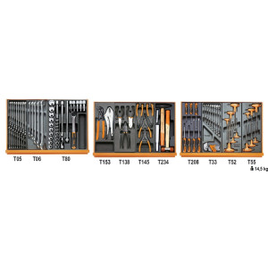 Assortimento di 99 utensili per autoriparazione in termoformato rigido in ABS