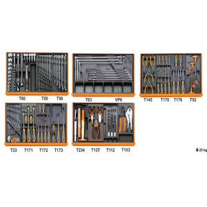 Assortimento di 153 utensili per autoriparazione in termoformato rigido in ABS