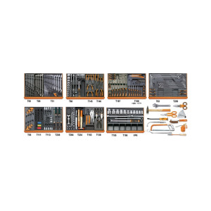 Assortimento di 214 utensili per autoriparazione in termoformato rigido in ABS