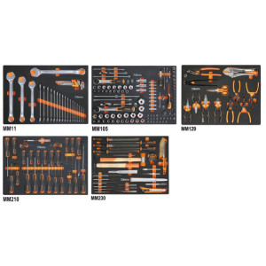 Assortimento di 199 utensili per impiego universale in vassoio morbido in EVA