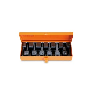 Serie di chiavi a bussola maschio per viti con impronta Torx®, con attacco quadro femmina 1/2"                 fosfatate in cassetta di lamiera