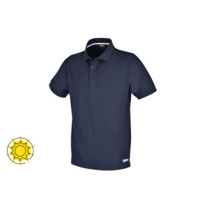 Polo work in cotone piquet 200g, con 3 bottoni, blu