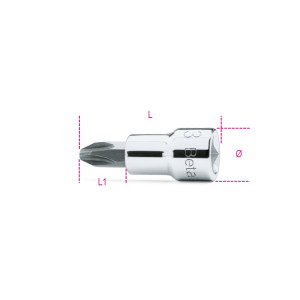 Chiavi a bussola a giravite  per viti con impronta  a croce Philips®  con attacco quadro 3/8" cromate - inserti bruniti