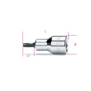 Chiavi a bussola maschio per viti con impronta Torx®,                        con attacco quadro femmina 1/2"                cromate - inserti bruniti