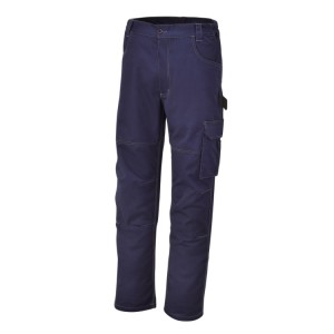 Spodnie robocze, materiał T/C, 245 g/m2,  z wstawkami elastycznymi w talii po bokach, niebieskie