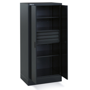 Armário de ferramentas com duas portas em chapa e 3 gavetas, para mobiliário modular para oficina RSC50 2.0