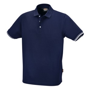 Рубашка-поло, три пуговицы, 100% хлопок, 200 г/м², синяя