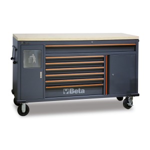 Work Station roller cab with 7 drawers and built-in waste bin