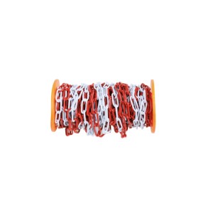 оградительная цепь, изготовленная из оцинкованного металла, окрашенного в красный и белый