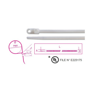 Abraçadeiras em nylon com olhal, cor natural