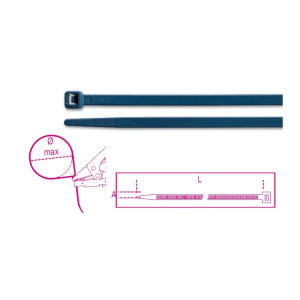 Abraçadeiras em nylon, cor azul, detectável por detector de metais