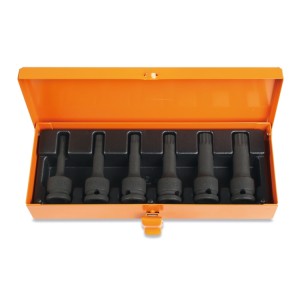 6 soquetes de impacto para parafusos de cabeça XZN®, fosfatados, em caixa metálica