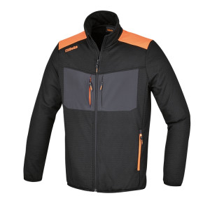 Jaqueta de tecido respirável fleece, multibolsos, preta