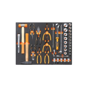 Placa de EVA com soquetes de 1/2", alicates e ferramentas de impacto