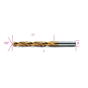 Twist drills with cylindrical shanks,  short series, HSS-TiN entirely ground