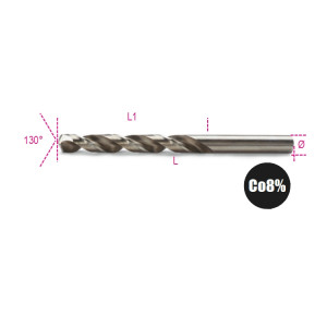 Twist drills with cylindrical shanks,  short series, HSS-CO 8%  entirely ground