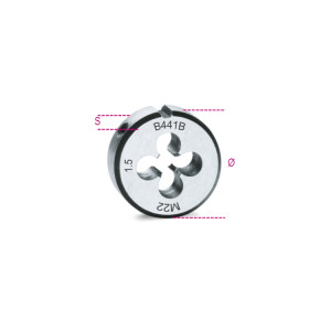 Round dies, fine pitch, metric thread  made from chrome-steel