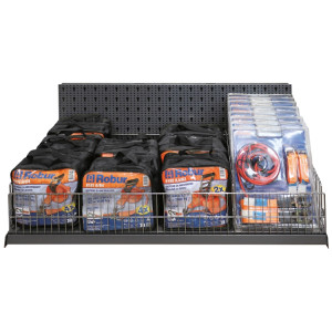 Assortment of 120 wire rope accessories, with grids, shelf and hooks, without panel