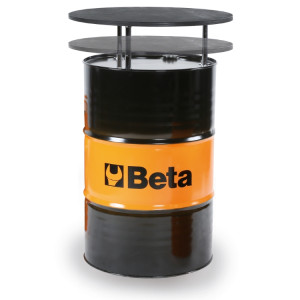 Sheet steel table drum with varnished multi-ply birch top