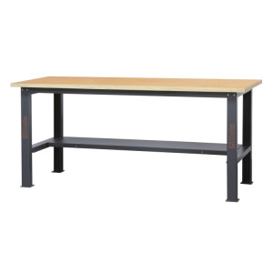 Simple workbench with wood worktop, 2.1 m long