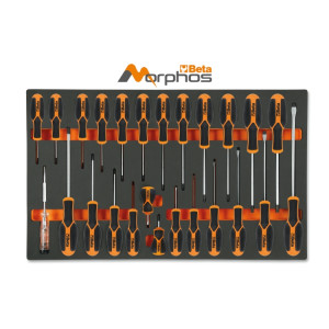 EVA foam tray with Morphos screwdrivers for slotted, Phillips® and Torx® head screws