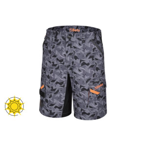 Strapazierfähige, bequeme und praktische Arbeitsshorts mit mehreren Taschen und exklusivem Camouflage-Design.