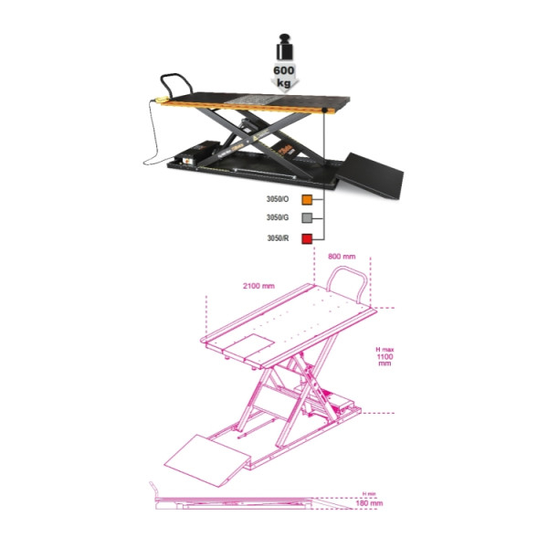 Elektrohydraulische Motorradhebebühne 600Kg - Kiro Concept