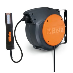 Automatický naviják s elektrickým kabelem a LED inspekční lampou, 100-240Vac