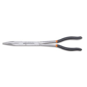 Extra-long, knurled double swivel nose pliers, slip-proof double layer PVC coated handles