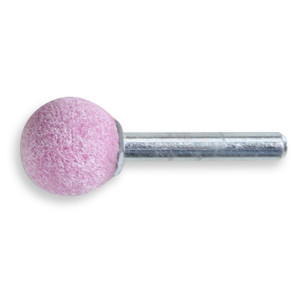 Abrasive shaft-mounted wheels, abrasive pink corundum grains, ceramic bonded, globe-shaped