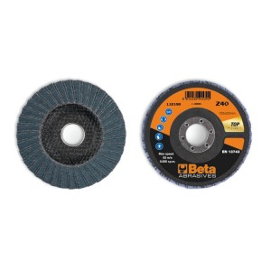 Flap discs with zirconia abrasive cloth, fibreglass backing pad, double flap construction