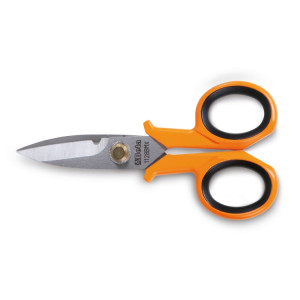 Electrician's scissors,  straight stainless steel blades,  with microteeth