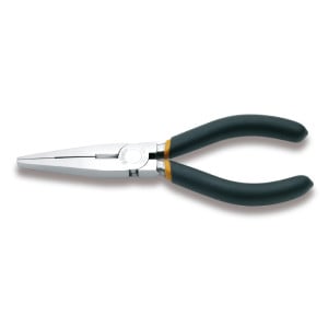 Extra-long flat knurled nose pliers, chrome-plated, slip-proof double layer PVC coated handles