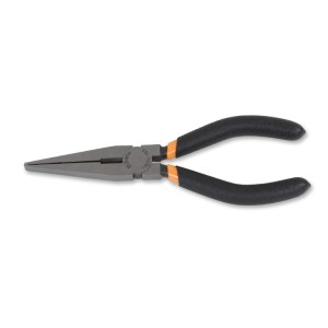 Extra-long flat knurled nose pliers,  slip-proof double layer PVC coated handles, industrial finish
