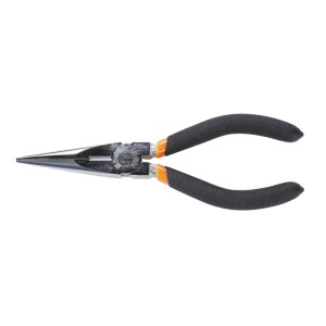 Extra-long needle knurled nose pliers,  slip-proof double layer PVC coated handles, industrial finish