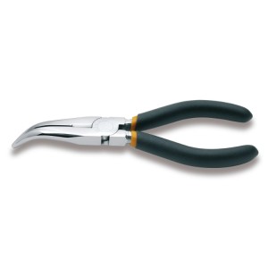 Extra-long bent needle knurled nose pliers, chrome-plated, slip-proof double layer PVC coated handles