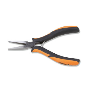 Smooth, flat long nose pliers bi-material handles