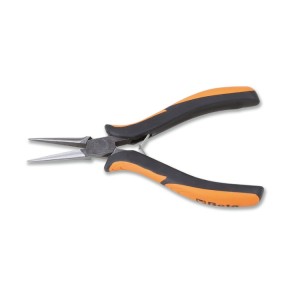 Smooth half-round long needle nose pliers bi-material handles