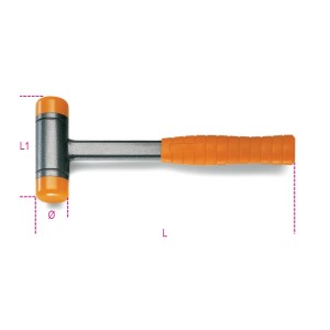 Dead-blow hammers,  with interchangeable plastic faces, steel shafts