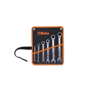 ​Set of ratcheting combination wrenches, straight series, in cloth wallet