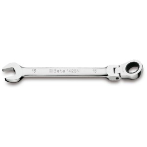 Beta Tools 195As-Ratchet Double-Ended Flat Bi-Hex Ring Wrench 9/16X5/8" 190mm 